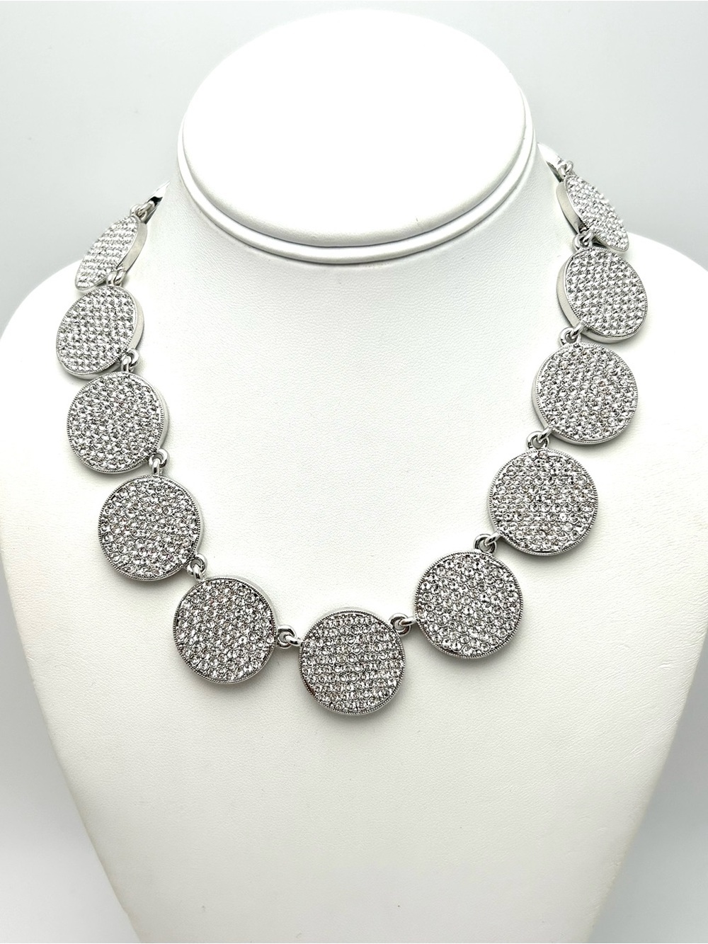 Kate Spade Bright Spot Pave Disc Silver Necklace